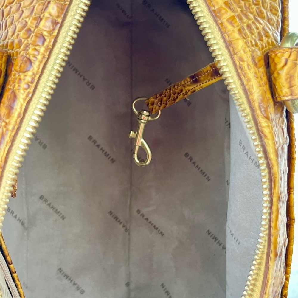 Brahmin Tan Croc-Embossed Satchel with Strap and Pouch - Picture 8 of 16